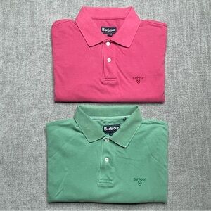 Barbour Polo Shirt Green & Red Size Large lot of 2